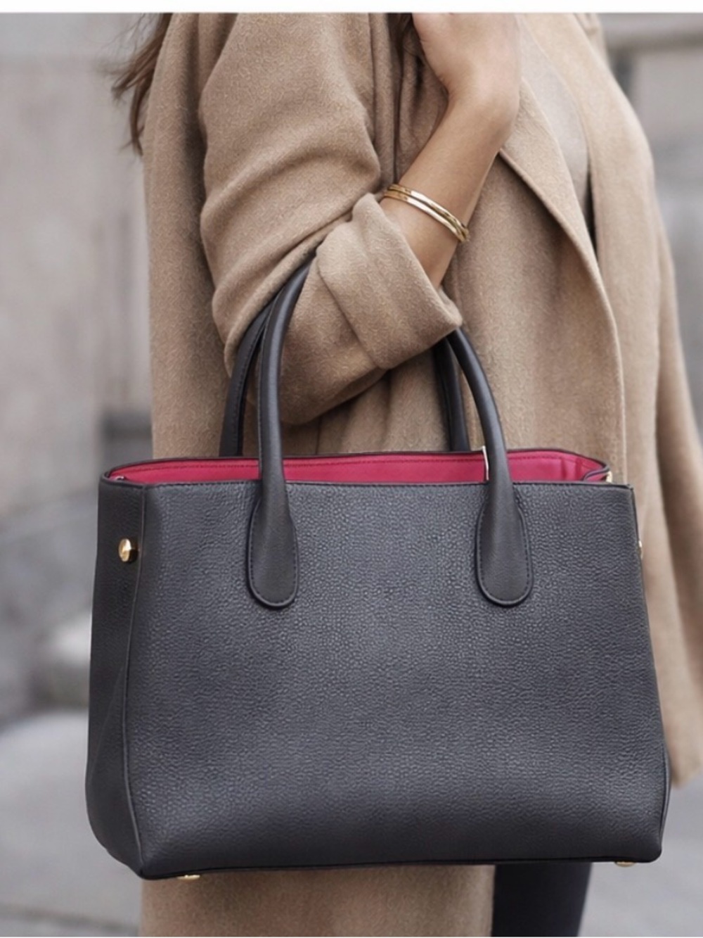 Christian Dior Open Bar LG Tote – Gray Grained Calfskin, Pink Interior- EUC wCOA